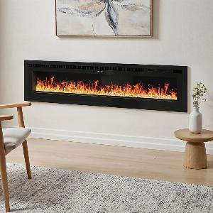 60 Inch Electrical Fireplace with 12 Vibrant Flame Colours Adjustable Heating Mode