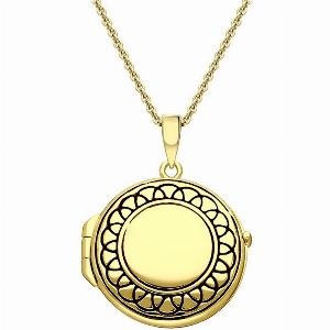 Yellow Gold Plated Sterling Silver Greek Edge Oval Keepsake Locket