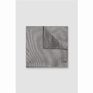 Limehaus Grey Pindot Pocket Square 0 Grey