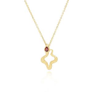 ECFEW Garnet Snake Pendant Necklace in Gold Plated Sterling Silver