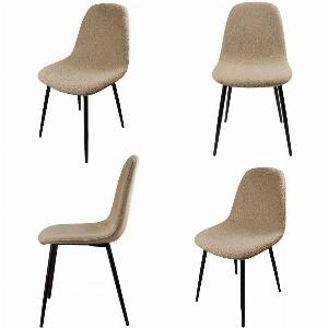 Set 4 Sedia Sala da Pranzo Imbottita Bouclé Design Moderno Impilabile