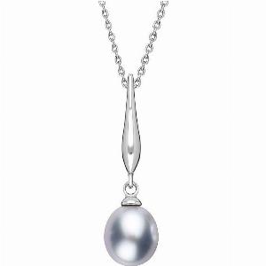 Sterling Silver Grey Freshwater Pearl Drop Necklace