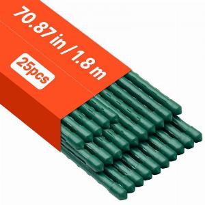 VEVOR Garden Stakes 25 Pack 1800 mm Plastic Coated Metal Tomato Stakes Garden Sticks for Plants Support with Pointed End and NonSlip Bumps for Growing Climbing Plants Outdoor Vegetables