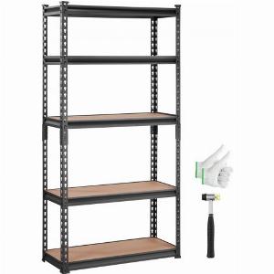 VEVOR Storage Shelving Unit 5Tier Adjustable 2000 lbs Capacity Heavy Duty Garage Shelves Metal Organizer Utility Rack Black 30 L x 12 W x 60 H for Kitchen Pantry Basement Bathroom Laundry