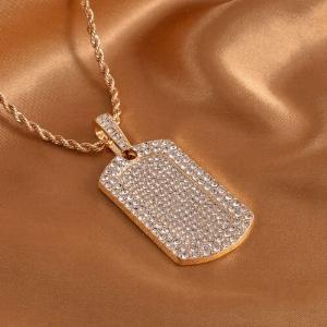 Weißer KristallAnhänger mit Kette in Goldton  8 ct
