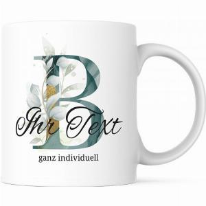 Keramiktasse Aquarell mit Buchstabe oder Motiv  Individualisierung