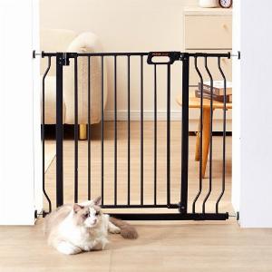 VEVOR Baby Gate 29537 Extra Wide 30 High Dog Gate for Stairs Doorways and House Easy Step Walk Thru Auto Close Child Gate Pet Security Gate with Pressure Mount Kit and Wall Mount Kit Black