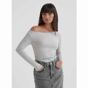 Grey Asymmetric Long Sleeve Top  Jilly