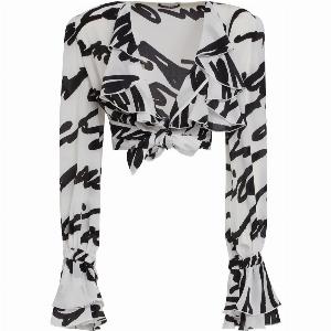 Camicia crop in seta multicolor