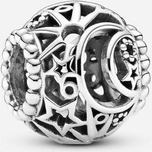 Pandora Offen gearbeitetes Sonne Mond  Sterne Charm