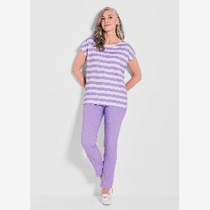 Ringelshirt mit Blockstreifen  lila  weiß  geringelt  Gr 22 von Goldner Fashion