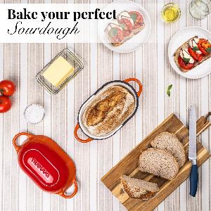 Enamelled Cast Iron Bread Loaf Pot 24x16cm NonStick Dutch Oven Orange