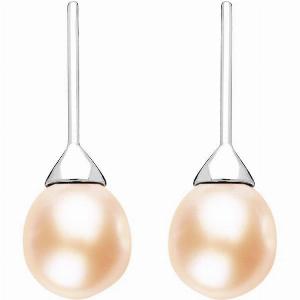 Sterling Silver Peach Pearl Hook Drop Earrings
