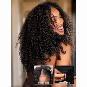 Nadula ScalpLook V Part Wig Jerry Curly and Layered Water Curly Glueless Human Hair Wigs No Sew In No Gel No Leave Out
