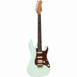 EGitarre massiver Korpus Crema Series mit Gigbag Ara Grün Finish
