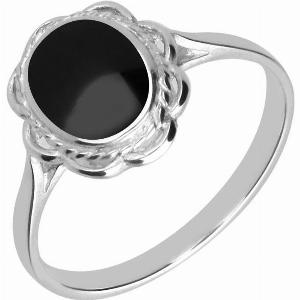 Sterling Silver Whitby Jet Rope Frill Ring