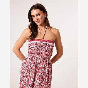 Shirred Bust Bandeau Dress  SM  PINK