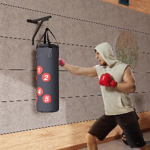 SPORTNOW Sac de frappe avec support mural pour sac de boxe sac lourd avec gants bandes pour les mains crochet pivotant à 360