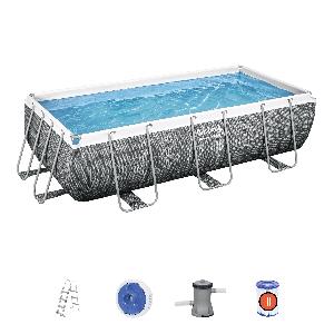 Set piscina da 404x201x100 cm rattan grigio