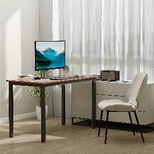HOMCOM Table Bureau Informatique Table de Salle à Manger Grand Plateau 120L x 60l x 74H cm Panneaux Particules Noyer métal Noir