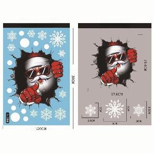 Christmas Snowflake Elk Snowman Glass Sticker Noel Ornaments Xmas Wall Stickers Merry Christma Decor Happy New Year Sticker 3525cm