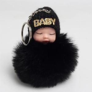 Porteclés de poupée de sommeil en peluche de dessin animé boule de charbon en peluche mignonne pendentif de sac à dos bricolage créatif pendentif de poupée en peluche pour enfants accessoires de voiture pendentif pour amis gris