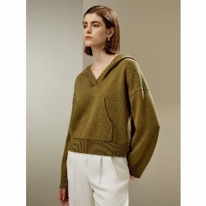 Felpa Verde Avocado LILYSILK Donna con Cappuccio e Polsini ora 147