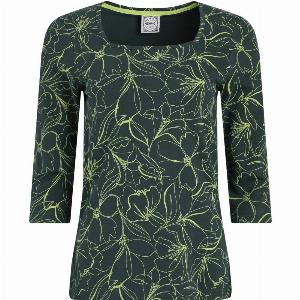 Weird Fish Wyman Organic Cotton Printed Square Neck TShirt Forest Green Size 14