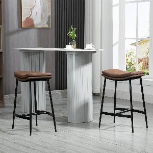 HOMCOM Set mit 2 Barhockern Hochtischstühle mit Fußstütze aus Stahl  Industriestil  geschwungene Sitzfläche  485 x 385 x 685 cm Braun Schwarz   Aosom