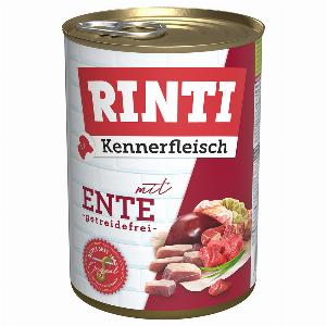Réduction de 10  sur la nourriture pour chien  canard RINTI 400g