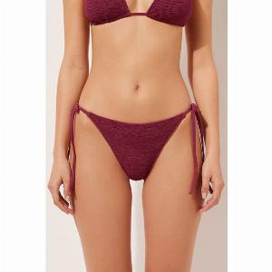 Calzedonia Bas de maillot à lanières Crinkle Waves Femme Rouge Taille L