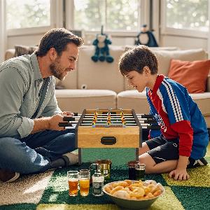 HOMCOM Table babyfoot pour enfants à partir de 6 ans 2 ballons 18 joueurs 69 x 37 x 24 cm