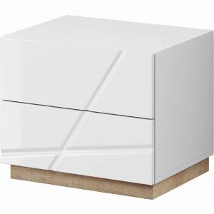 Fargo High Gloss Bedside Cabinet With 2 Drawers In White