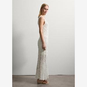 Stefanel  Abito lungo smanicato crochet Donna Bianco panna Taglia M