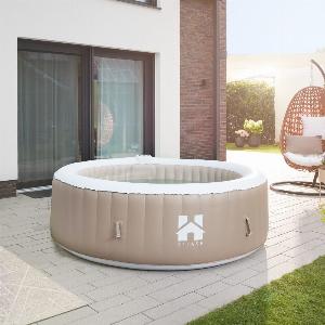 Home Deluxe Jacuzzi dextérieur SPLASH avec couverture  Ø208 cm 6 personnes Beige
