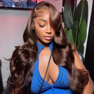 Get 35 Off Chocolate Brown Body Wave Lace Front Wig with Invisible Knots