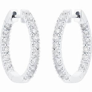 18ct White Gold 100cttw Diamond 20mm Hoop Earrings