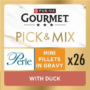 GOURMET Perle Mini Fillets in Gravy with Duck Adult Wet Cat Food 26x85g