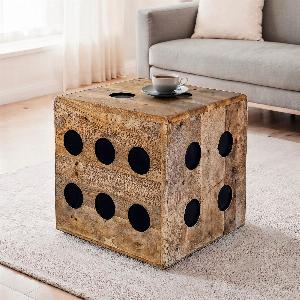 FineBuy Würfelhocker Mango Massivholz 41x41x41 cm Design Sitzwürfel  Beistelltisch in Würfelform Holzwürfel Deko  Couchtisch Robuster Holzhocker im XXL WürfelDesign