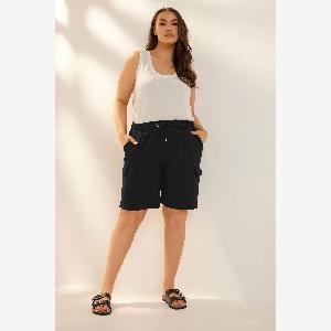 Yours Short Noir Cargo À Poches Jersey  Womens Curve  Plus Size Yours