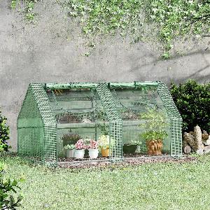 Outsunny Serra per Orto Struttura in Acciaio e Copertura in PE AntiRaggi UV con 2 Porte e 2 Finestre Avvolgibili 180x90x90cm  Verde Aosom