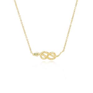 ECFEW Peridot Winding Snake Pendant Necklace in Gold Plated Sterling Silver
