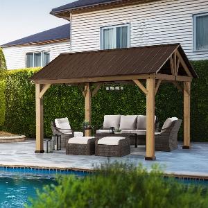 Get 30 Off SUNJOY 11x13 Wooden Gable Roof Gazebo with Ceiling Hook