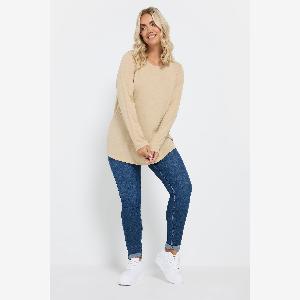 Yours Top Crème Manches Longues En Jersey Size 42
