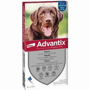 Advantix antiparassitario SpotOn per cani  Cani 2540 Kg  4 pipette  Antiparassitario per cani  1 ORDINE scegli lo sconto BZR5  BZR20  200 punti fedeltà