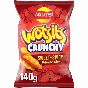 Walkers Wotsits Crunchy Sweet  Spicy Sharing Snacks Crisps 140g