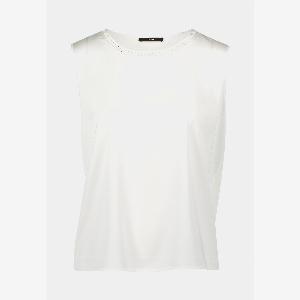 zero Satinshirt mit Lochmuster am Ausschnitt  Offwhite