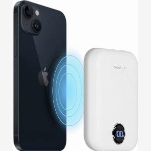 imoshion Powerbank 10000 mAh Geeignet für MagSafe Schnellladegerät 225W LEDAnzeige USB C USB A Wireless Powerbank Geeignet für iPhone 1213141516 Weiß