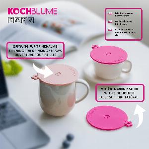 Glasabdeckung mit Trinkhalmfunktion 3tlg  lila
