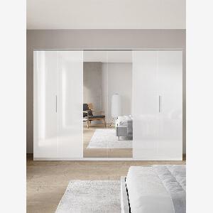 Enjoy 22 Discount on Prague 6Door High Gloss White Wardrobe with Mirror